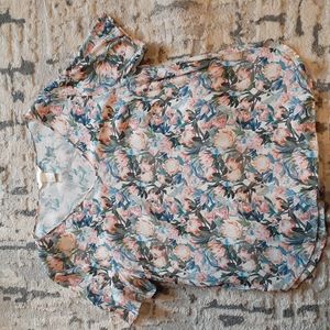 H&M Floral Short Sleeve V Neck Blouse Size 12